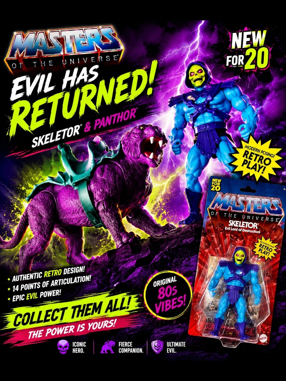 Mattel Masters of the Universe Skeletor & Panthor -